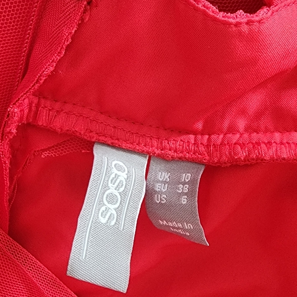 ASOS RED DRESS TULLE SZ.6 - Picture 6 of 16